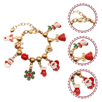 Рождественские браслеты-шармы, браслеты из бисера с подвеской-шармом для детей и девочек-подростков