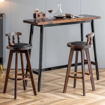Роскошный современный барный стол Деревянный Промышленный минималистичный Барный обеденный стол Узкая металлическая мебель для бара в стиле Mesa для дома