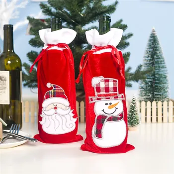 Санта Клаус Снеговик Сумка для бутылок с вином на шнурке Многоразовая Крышка Для бутылки Шампанского Рождественский Подарок