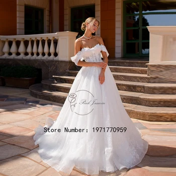 Свадебное платье в форме сердца для принцессы с белой аппликацией на вырезе лодочкой Элегантные свадебные платья на заказ со шлейфом сзади Vestido De 2024