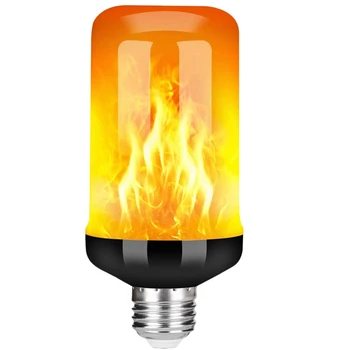Светодиодная лампа с эффектом пламени E27, декоративная лампа с реалистичным мерцанием огня, лампа для украшения фестиваля, черный-B