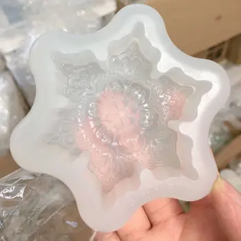 Силиконовая форма для помадки из смолы в форме 3D снежинки, форма для выпечки торта своими руками