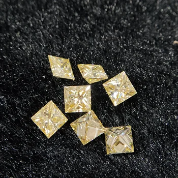 Синтетический Алмаз Zhanhao Муассаниты Желтого Цвета Princess Shape Сыпучий Алмаз Прошел Испытание Драгоценным Камнем Для Изготовления Ювелирных Изделий