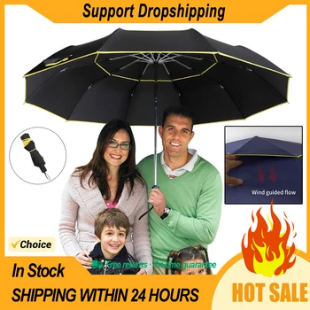 Складной зонт с 10 ребрами Жесткости, Двухслойные Ветрозащитные Компактные зонты с автоматическим складыванием, бизнес-класса, прочные зонты от Солнца и дождя, женские