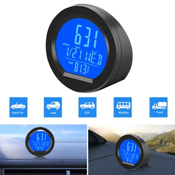 Солнечный термометр приборной панели автомобиля Автомобильные электронные часы Показывают время на светодиодном цифровом дисплее с подсветкой сзади Автомобильные аксессуары
