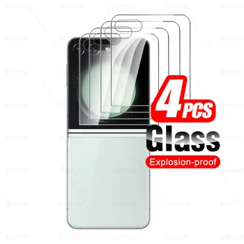 Стекло ZFlip5 4шт Заднее HD Закаленное Стекло Для Samsung Galaxy Z Flip5 5G Защитная Пленка Для Экрана Samsang Sumsung ZFlip 5 Flip 5 Z5 2023