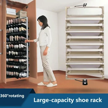 Стойка для обуви с вращением на 360 °, Регулируемая по высоте Стойка для шкафа для обуви из алюминиевого сплава, Вращающийся Набор оборудования для шкафа для обуви, Настраиваемый