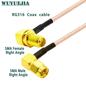 Удлинительный кабель SMA типа RG316 SMA Мужской 90 ° к SMA Женский Прямоугольный Коаксиальный кабель RPSMA Радиочастотная Антенна Коаксиальный кабель SMA Кабель