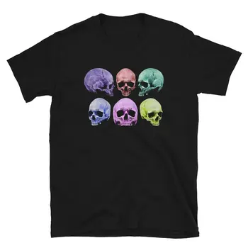 Футболки с короткими рукавами в готическом стиле Death Skulls пастельных тонов